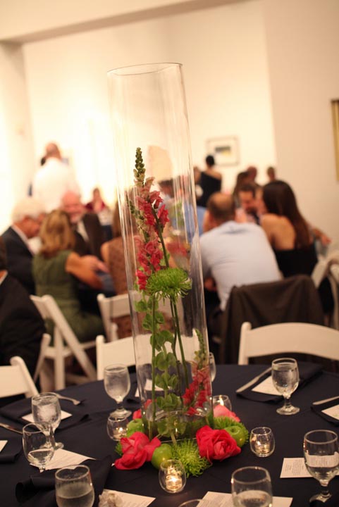 pink and navy wedding centerpieces