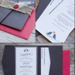 Black, White, & Red Wedding Invitations, Love Bird Wedding Invitations