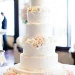 26-White Wedding Cake, White & Blush Flowers