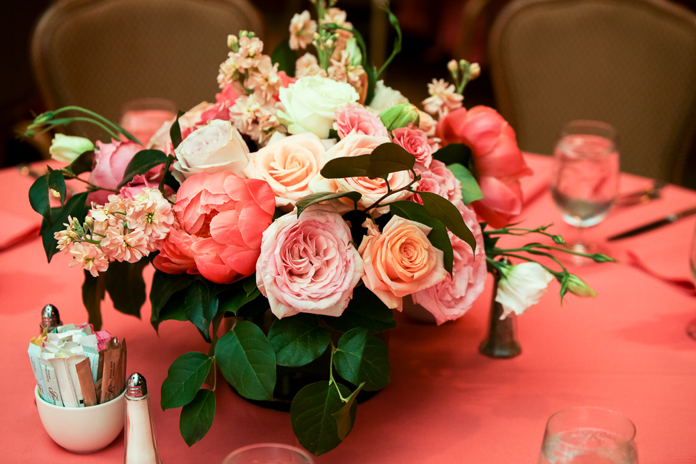 44 Coral Pink Ivory Centerpiece