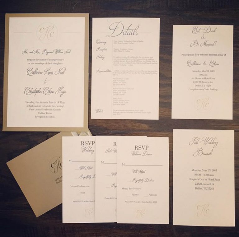 1-White & Gold Invitation