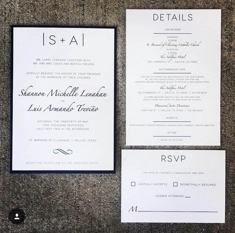 Black, White, & Navy Wedding Invitation