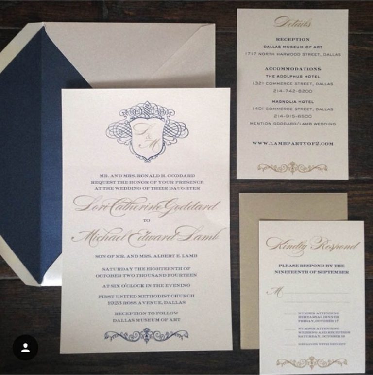 Blue, Gold, & Ivory Invitations