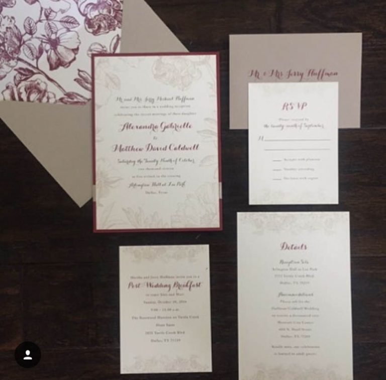 Red, Ivory, and Taupe Invitations