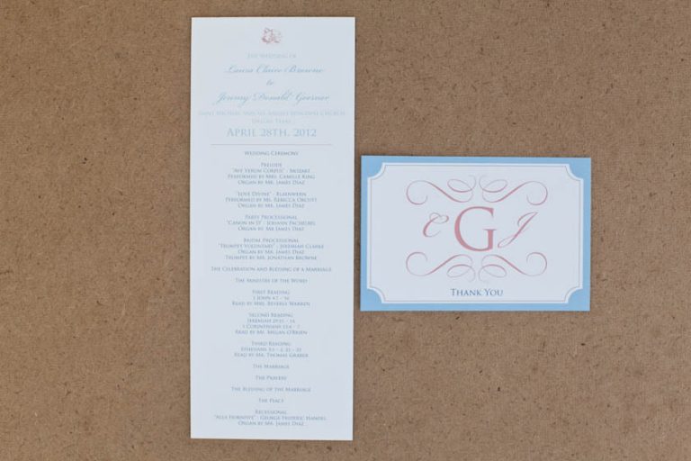 Soft Blue, Peach, and White Ceremony Program