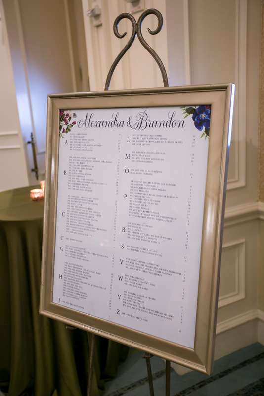 48 Navy Burgundy Floral Table Assignment Poster