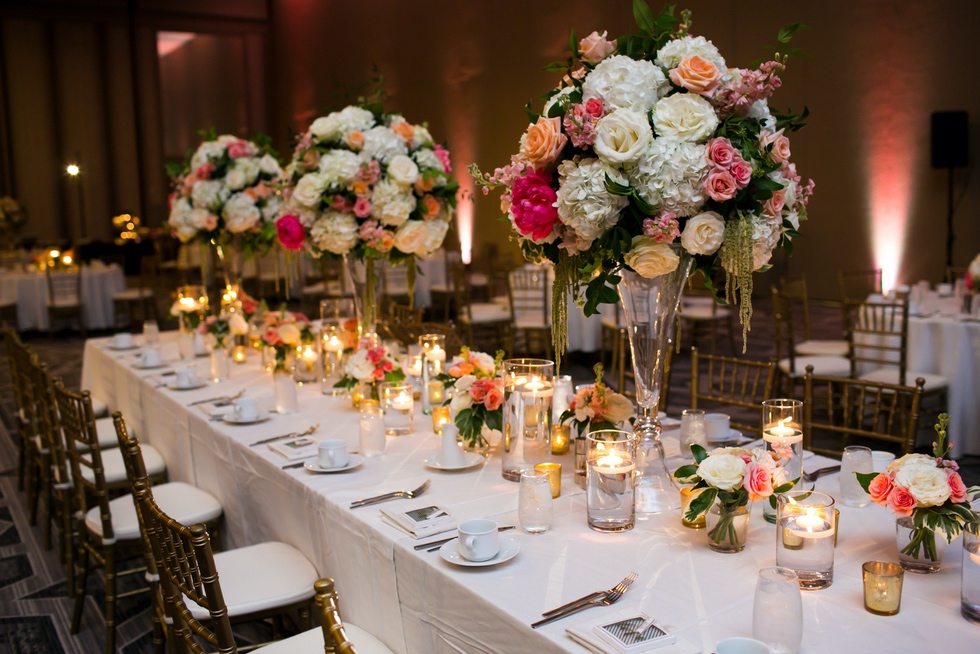 7 Coral Peach and Ivory Centerpieces