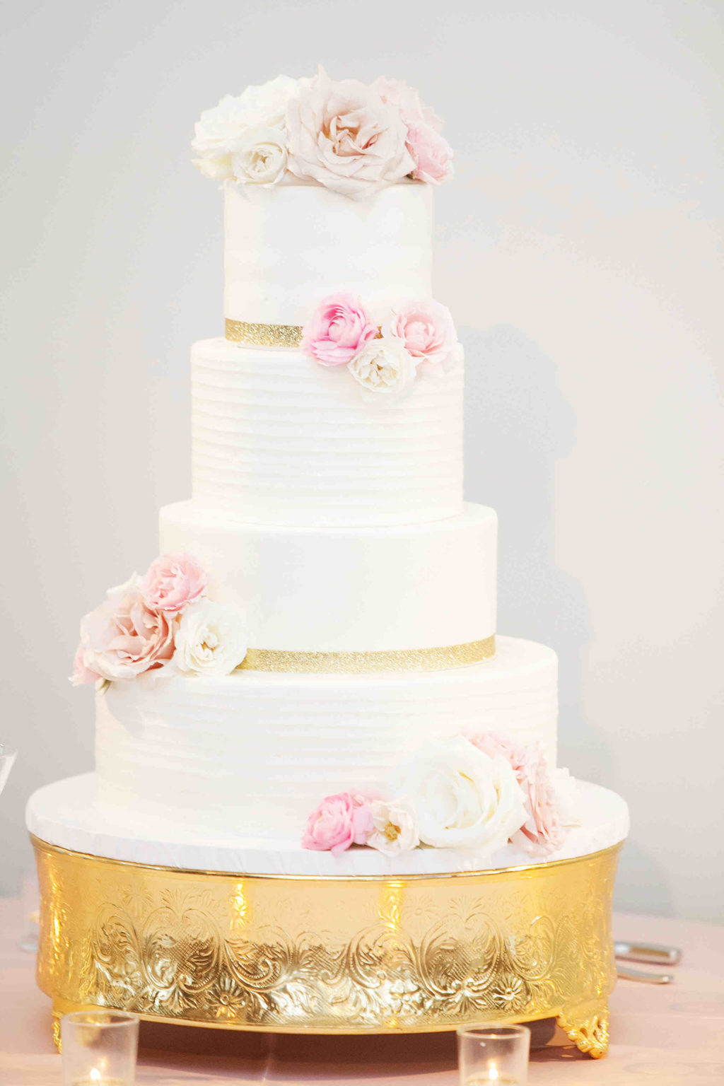 74 Blush Ivory and Gold Wedding Cake scaled