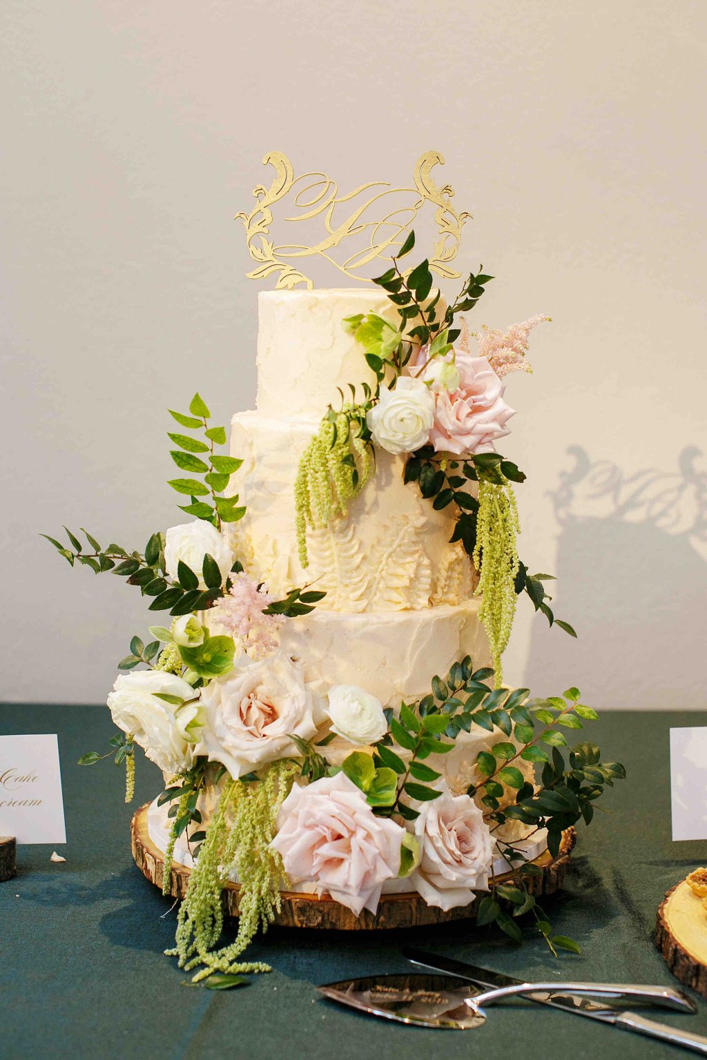 59 Blush Green Moss Wedding Cake scaled