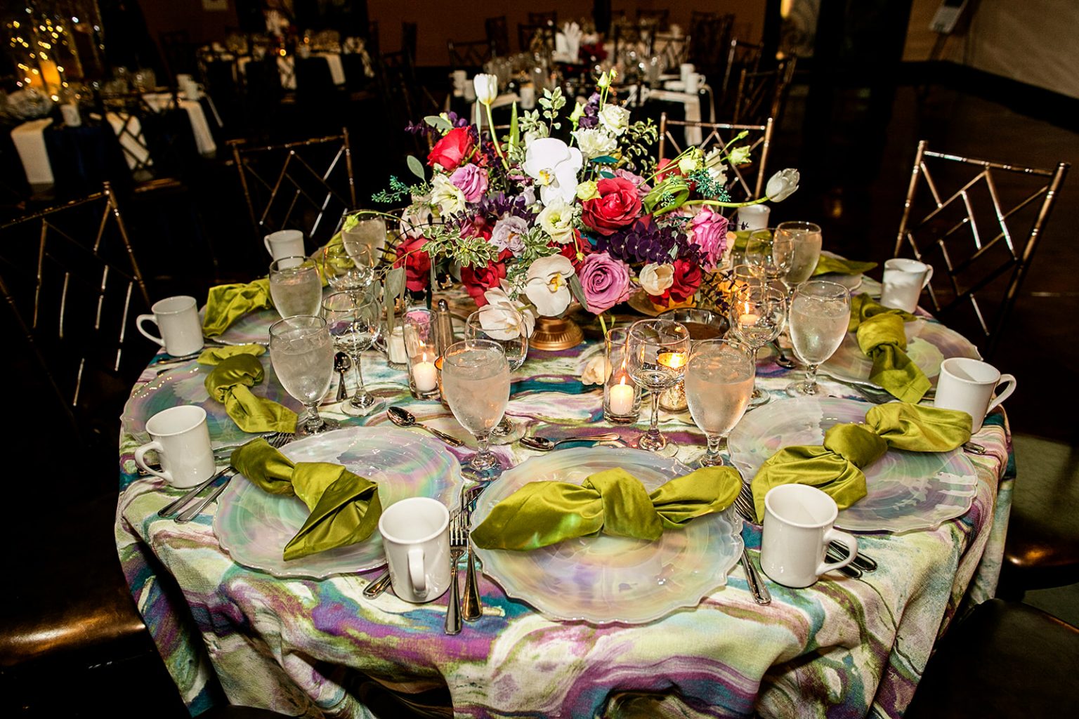 21 Purple Green and Pink Centerpiece