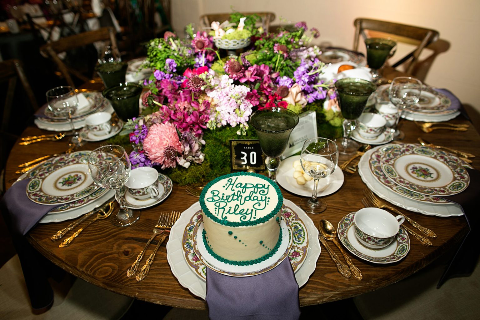 26 Purple and Green Floral Centerpiece