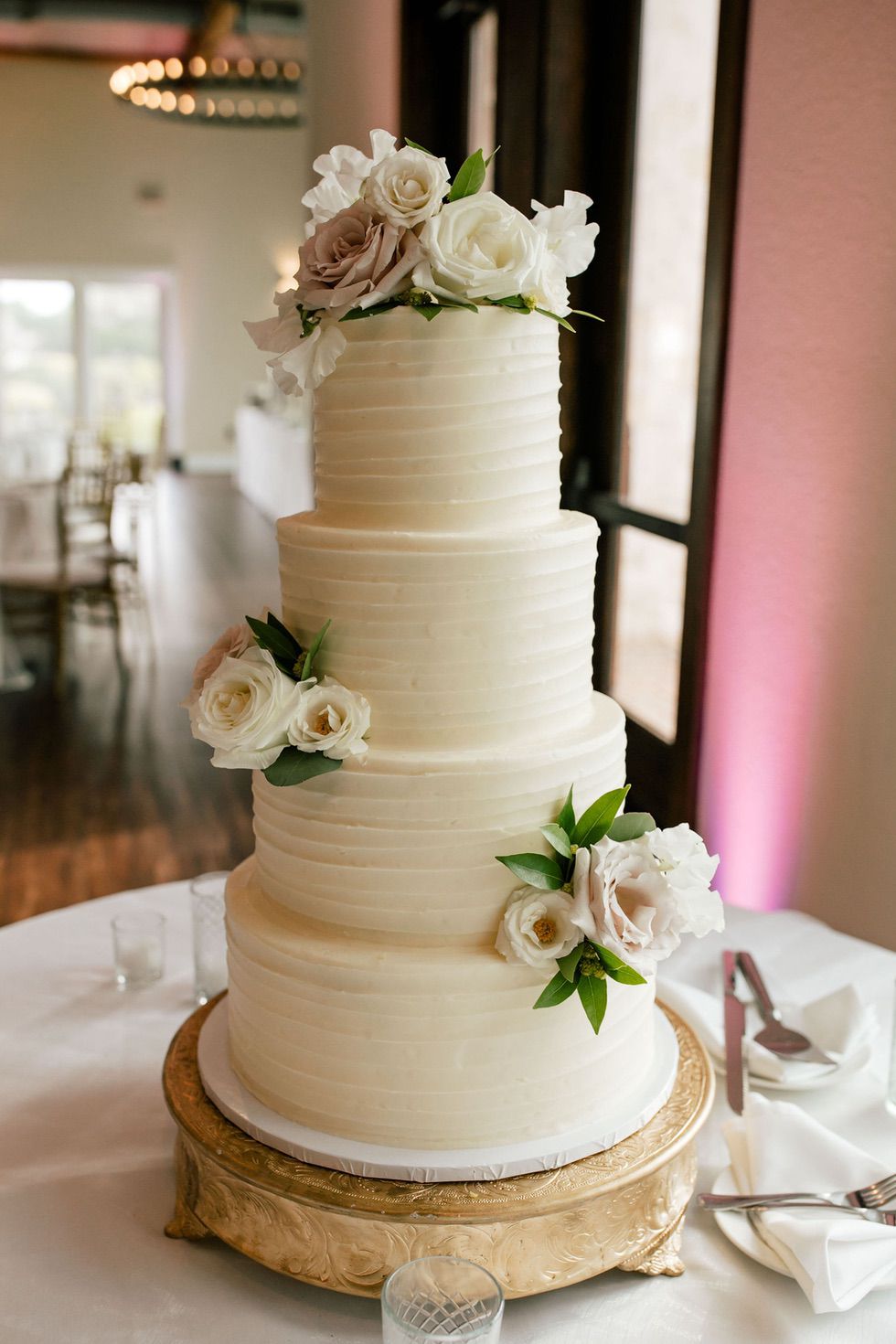 64 Blush White Wedding Cake