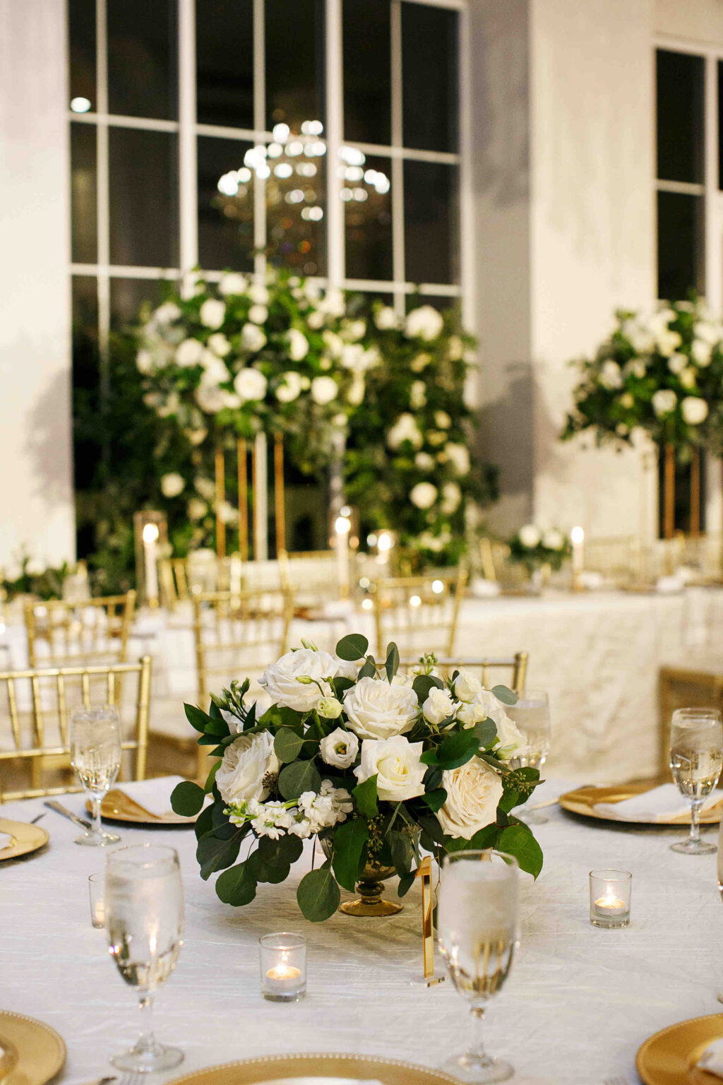 55 Green White Floral Centerpiece scaled